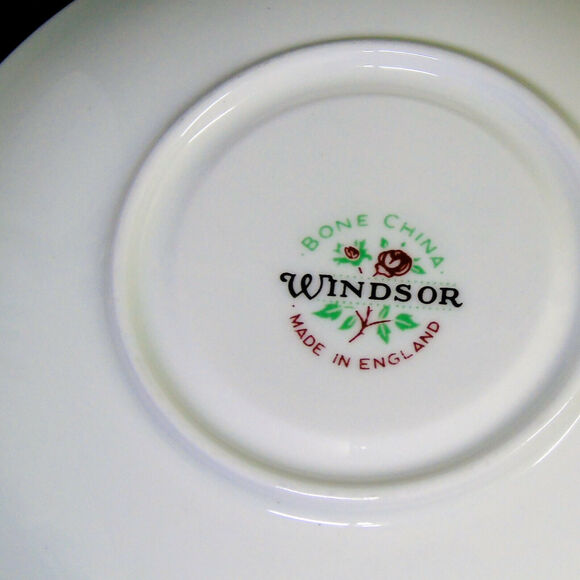 1950's Windsor Caribbean TEA CUP & SAUCER Mid Century Gold Blue Feathers England - Picture 8 of 10